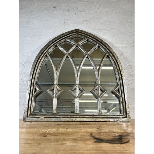 170 - A modern arch framed wall mirror - approx. 78cm high x 73cm wide