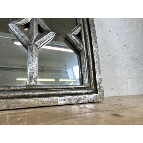 170 - A modern arch framed wall mirror - approx. 78cm high x 73cm wide