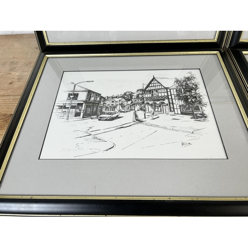 179 - Four framed G. E. Lee pencil signed limited edition of 200 prints - approx. 37cm high x 44cm wide