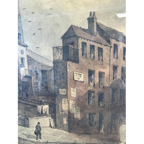 180 - A late 19th/early 20th century watercolour of a village scene by A. McArthur - approx. 45cm high x 5... 