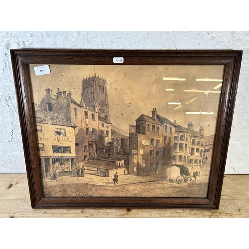 180 - A late 19th/early 20th century watercolour of a village scene by A. McArthur - approx. 45cm high x 5... 