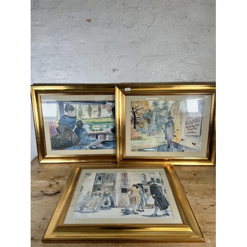 185 - Three gilt framed prints - approx. 62cm high x 75cm wide