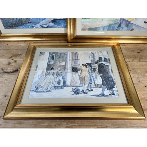 185 - Three gilt framed prints - approx. 62cm high x 75cm wide