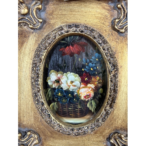 187 - Two 20th century gilt framed still life oil paintings - largest approx. 19cm high x 22cm wide