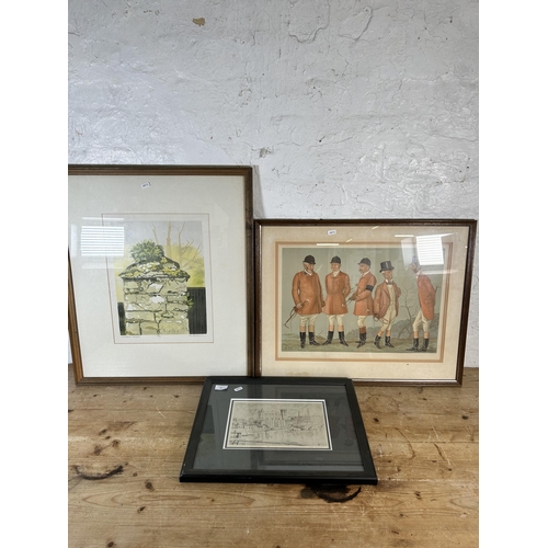 189 - Three 20th century framed prints, two being pencil signed limited editions - largest approx. 67cm hi... 