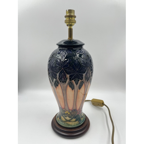 257 - A Moorcroft Cluny baluster table lamp - approx. 36cm high