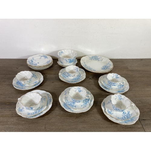 262 - A German blue and white china thirty piece teaset