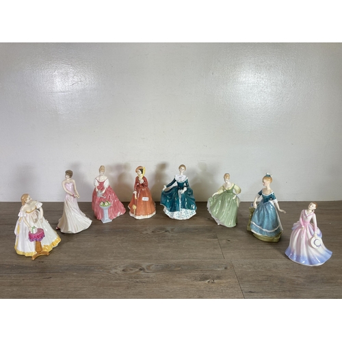 250 - Eight Royal Doulton figurines to include Janine - HN 2461, Happy Birthday - HN 3095, Alexandra - HN ... 