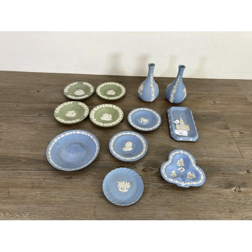 259 - Twelve pieces of Wedgwood pale blue and sage green Jasperware