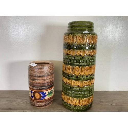 261 - Ten pieces of mid/late 20th century ceramics to include West German vase - approx. 41cm high, studio... 