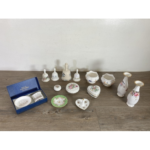 266 - Sixteen pieces of ceramics to include pair of Queen Anne Summer Rose vases, boxed Royal Worcester Th... 