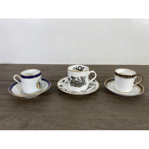 274 - A collection of ceramic cups and saucers to include Feltmann Weider hand painted trio, Royal Crown D... 