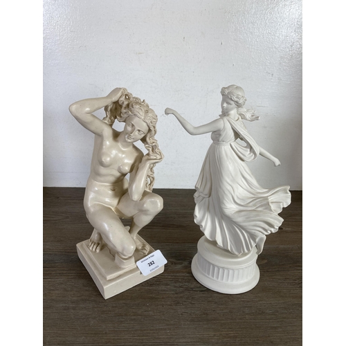 282 - Ten classical style ceramic and alabaster figurines and busts to include Pastimes, Pegasus etc.