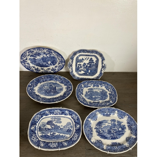 283 - Sixteen pieces of blue and white ceramics to include Royal Cauldon Dragon Series, gravy boat, Church... 