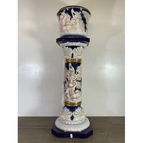 287 - An Italian ceramic jardinière and stand - approx. 95cm high x 26cm square