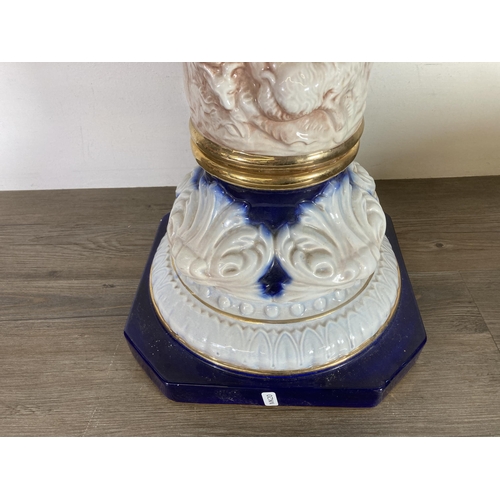 287 - An Italian ceramic jardinière and stand - approx. 95cm high x 26cm square