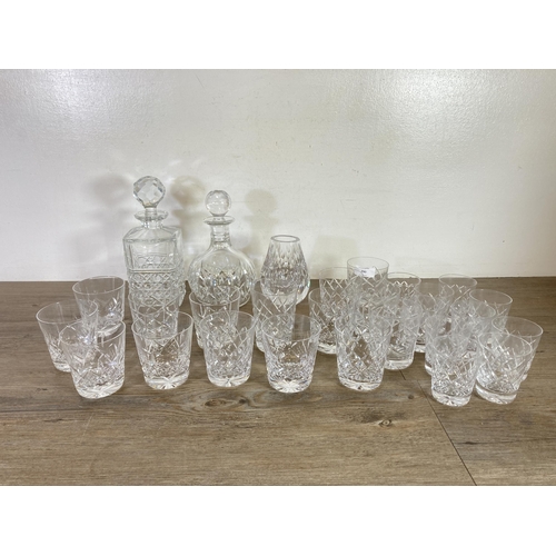 290 - Approx. twenty eight pieces of cut crystal glassware to include two decanters, whisky tumblers etc.