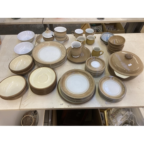 301 - A large collection of Denby fine bone china dinnerware together with two studio pottery Wren bowls