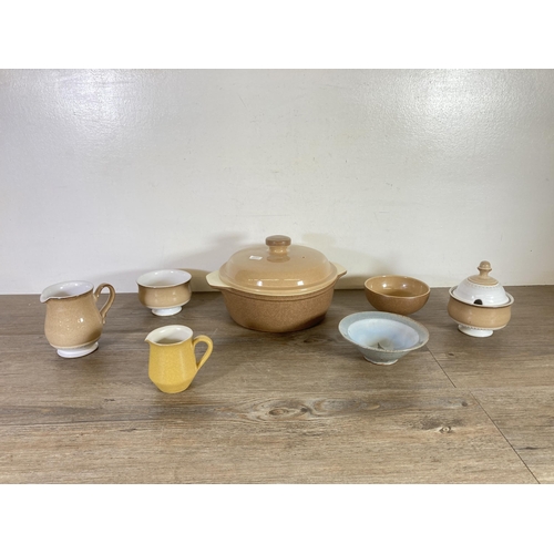 301 - A large collection of Denby fine bone china dinnerware together with two studio pottery Wren bowls