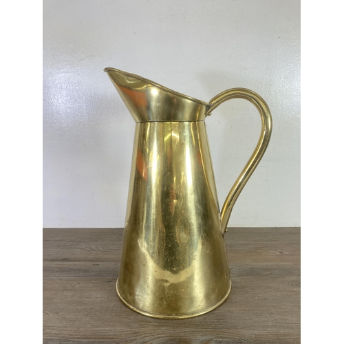 304 - Three pieces of late 19th/early 20th century metalware, one Joseph Sankey & Sons copper jug with all... 