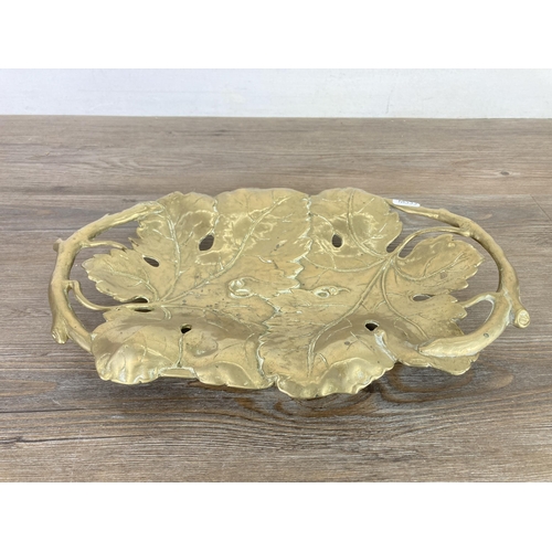 306 - An Art Nouveau style brass serving dish in the form of a grapevine - approx. 4.5cm high x 38cm wide ... 