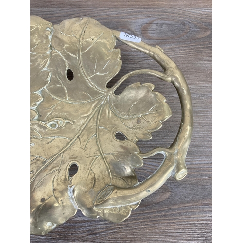 306 - An Art Nouveau style brass serving dish in the form of a grapevine - approx. 4.5cm high x 38cm wide ... 