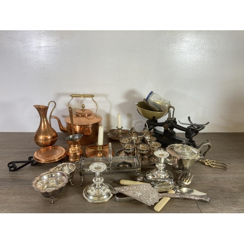 313 - A large collection of metalware to include Victorian style silver plated egg sup set, silver plated ... 