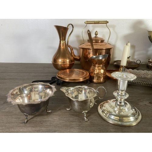 313 - A large collection of metalware to include Victorian style silver plated egg sup set, silver plated ... 