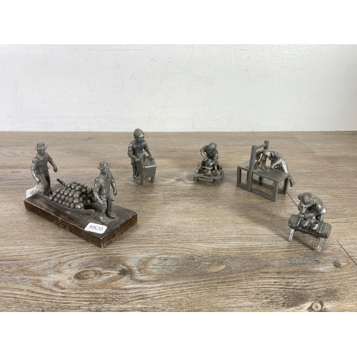 314 - Five pieces of early/mid 20th century Royal Holland Pewter Daalderop workman figurines