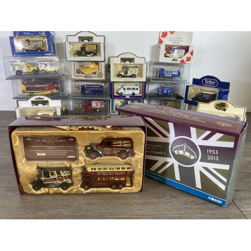 342 - A large collection of mainly boxed diecast model vehicles to include Corgi William and Kate Royal We... 