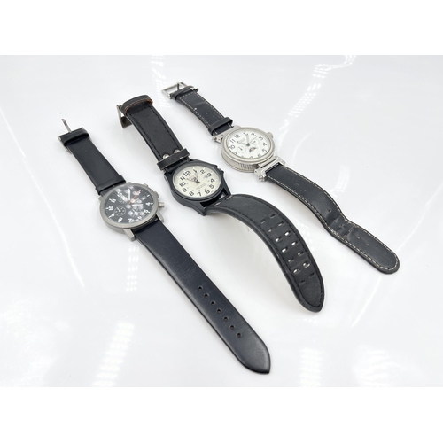 1196 - Three quartz men's wristwatches, Javelle J80348, Trias T21174 and Soki