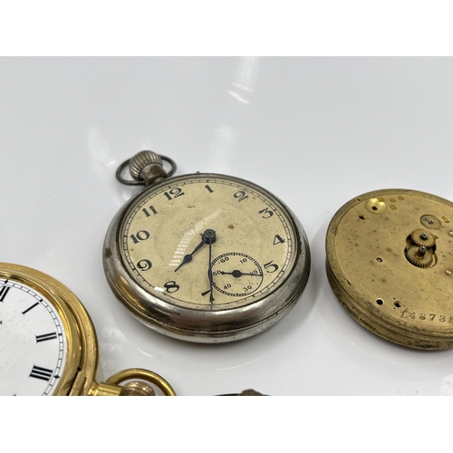 1206 - Five pocket watches to include Medana full hunter, Buren movement etc.