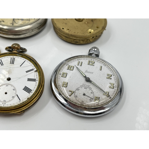 1206 - Five pocket watches to include Medana full hunter, Buren movement etc.