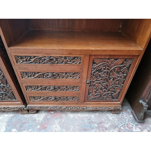 45B - A carved oak cabinet with single cupboard door and four drawers - approx. 87cm high x 71cm wide x 35... 