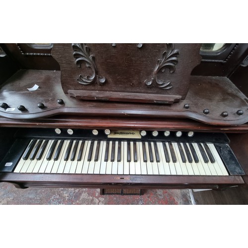 45A - A late 19th century John Malcolm & Co London mahogany pump organ - approx. 156cm high x 105cm wide x... 