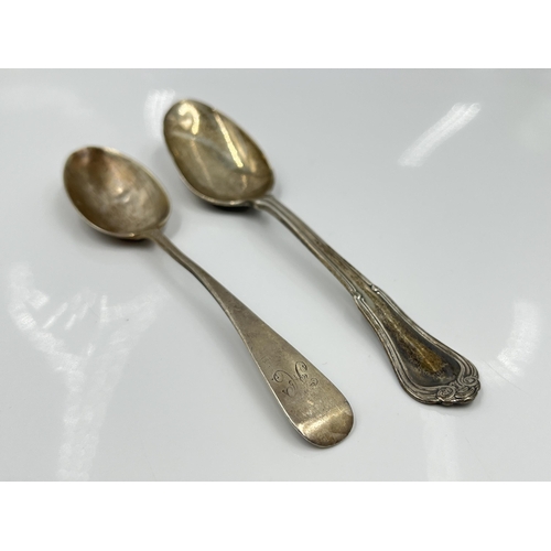 1245 - Three pieces of hallmarked sterling silver, Victorian London silver teaspoon dated 1884, Birmingham ... 