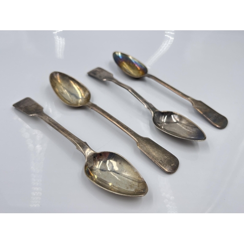 1246 - A set of four George III Thomas Wallis (II) & Jonathan Hayne sterling silver teaspoons, believed to ... 