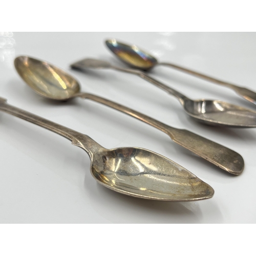 1246 - A set of four George III Thomas Wallis (II) & Jonathan Hayne sterling silver teaspoons, believed to ... 