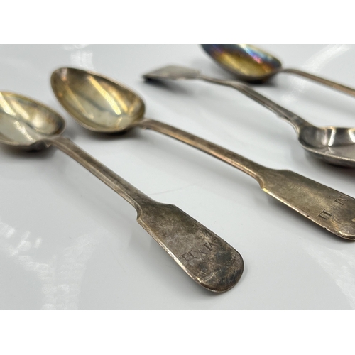 1246 - A set of four George III Thomas Wallis (II) & Jonathan Hayne sterling silver teaspoons, believed to ... 