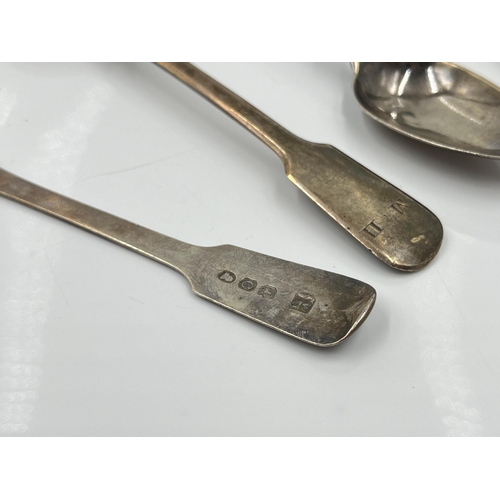 1246 - A set of four George III Thomas Wallis (II) & Jonathan Hayne sterling silver teaspoons, believed to ... 