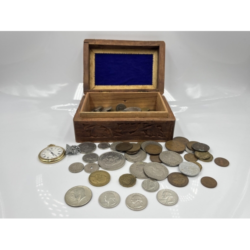 1263 - A collection of world coins to include 1941, 1963 and 1964 .900 silver 'Washington' ¼ dollars, .400 ... 