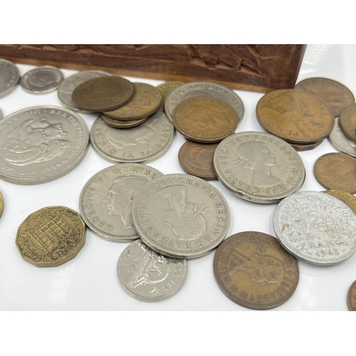 1263 - A collection of world coins to include 1941, 1963 and 1964 .900 silver 'Washington' ¼ dollars, .400 ... 