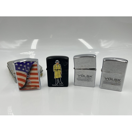 1289 - Four cigarette lighters to include Champ, Flick etc.