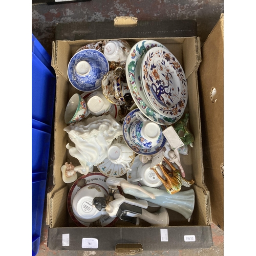 785 - Five boxes containing ceramics to include Royal Doulton Fontainebleau coffee pot, gravy boat and ser... 