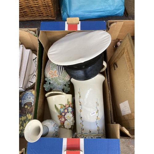 785 - Five boxes containing ceramics to include Royal Doulton Fontainebleau coffee pot, gravy boat and ser... 