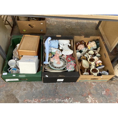 786 - Three boxes containing ceramics to include Wade NatWest pig money box, Royal Doulton 'Appy' characte... 