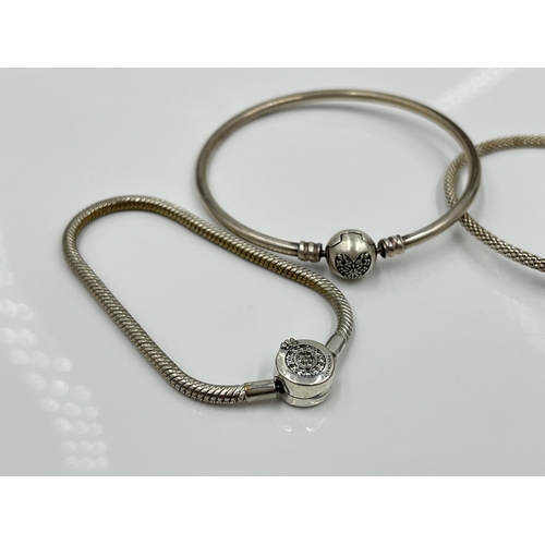 1068 - Five Pandora .925 silver bracelets - approx. gross weight 52 grams