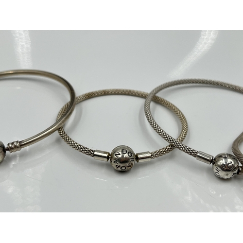 1068 - Five Pandora .925 silver bracelets - approx. gross weight 52 grams