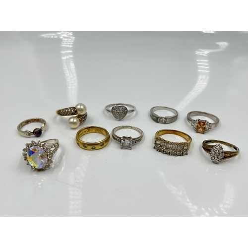 1071 - Ten .925 silver rings - approx. gross weight 45 grams