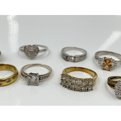 1071 - Ten .925 silver rings - approx. gross weight 45 grams